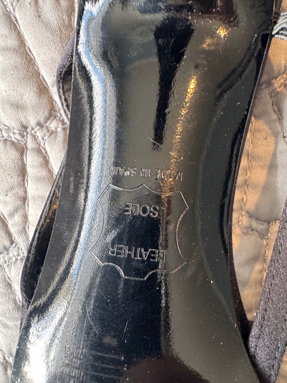 Stuart Weitzman Black Satin Crystal-Trim Slingback Heels Size 8 - Picture 7 of 10